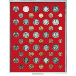 LINDNER box monnaies avec 48 alvéoles ronds pour 5 séries de pièces DM