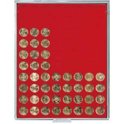 LINDNER box monnaies avec 80 alvéoles ronds de 22,25 mm