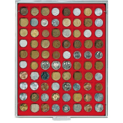 LINDNER box monnaies avec 80 carrés de 24x24 mm.