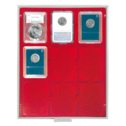 LINDNER standaard muntenbox met 9 rechthoekige vakken voor SLABS