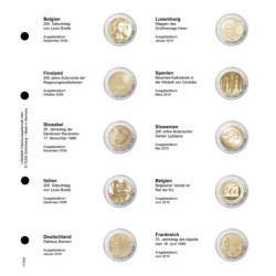 LINDNER feuilles pré-imprimée pour pièces 2 € (Belgique 2009 - France 2010)