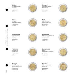 LINDNER feuilles pré-imprimée pour pièces 2 € (Belgique 2011 - Espagne...