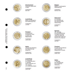 LINDNER voordrukblad voor 2€ munten (Griekenland 2004 - Italië 2005)
