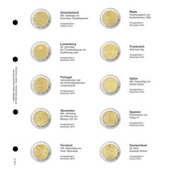 LINDNER feuilles pré-imprimée pour pièces 2 € (Grèce 2014 - Allemagne 2015)