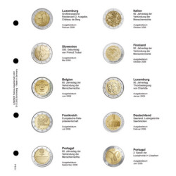 LINDNER voordrukblad voor 2€ munten (Luxemburg 2008-Portugal 2009)