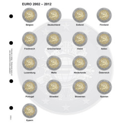 LINDNER voordrukblad voor 2€ munten (serie 10 jaar euro 2012)