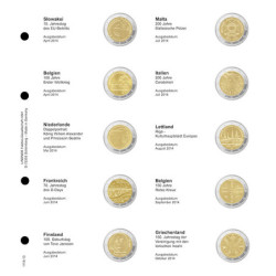 LINDNER voordrukblad voor 2€ munten (Slovakijë 2014 - Griekenland 2014)