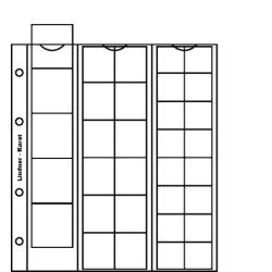 LINDNER pak (5) karat muntbladen met 33 vakken voor munten tot 22-30-38 mm.