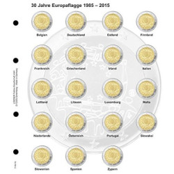 LINDNER voordrukblad voor 2€ munten (Duitsland 2015 - Frankrijk 2015)