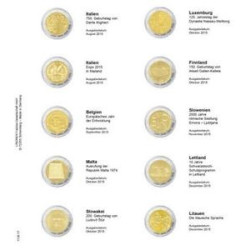 LINDNER feuilles pré-imprimée pour pièces 2 € (Italie 2015 - Lituanie 2015)