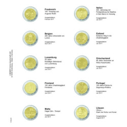 LINDNER voordrukblad voor 2€ munten (Frankrijk 2017 – Litouwen 2017)