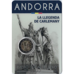Pièce 2 euro commémorative Andorre 2022 "Charlemagne" (coincard)
