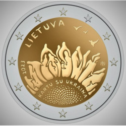 Pièce 2 euro commémorative Lituanie 2023 "Ukrain " (UNC)
