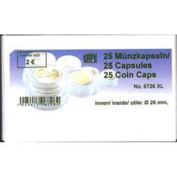 SAFE paquet (25) de capsules pour monnaies 26 mm.