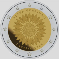 Pièce 2 euro commémorative Lettonie 2023 "Tournesol Ukrainien " (UNC)