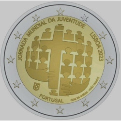 Pièce 2 euro commémorative Portugal 2023 "Journée Jeunesse Lisbon " (UNC)