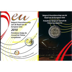 Pièce 2 euro commémorative Belgique 2010 "Présidence UE" (FDC in blister)
